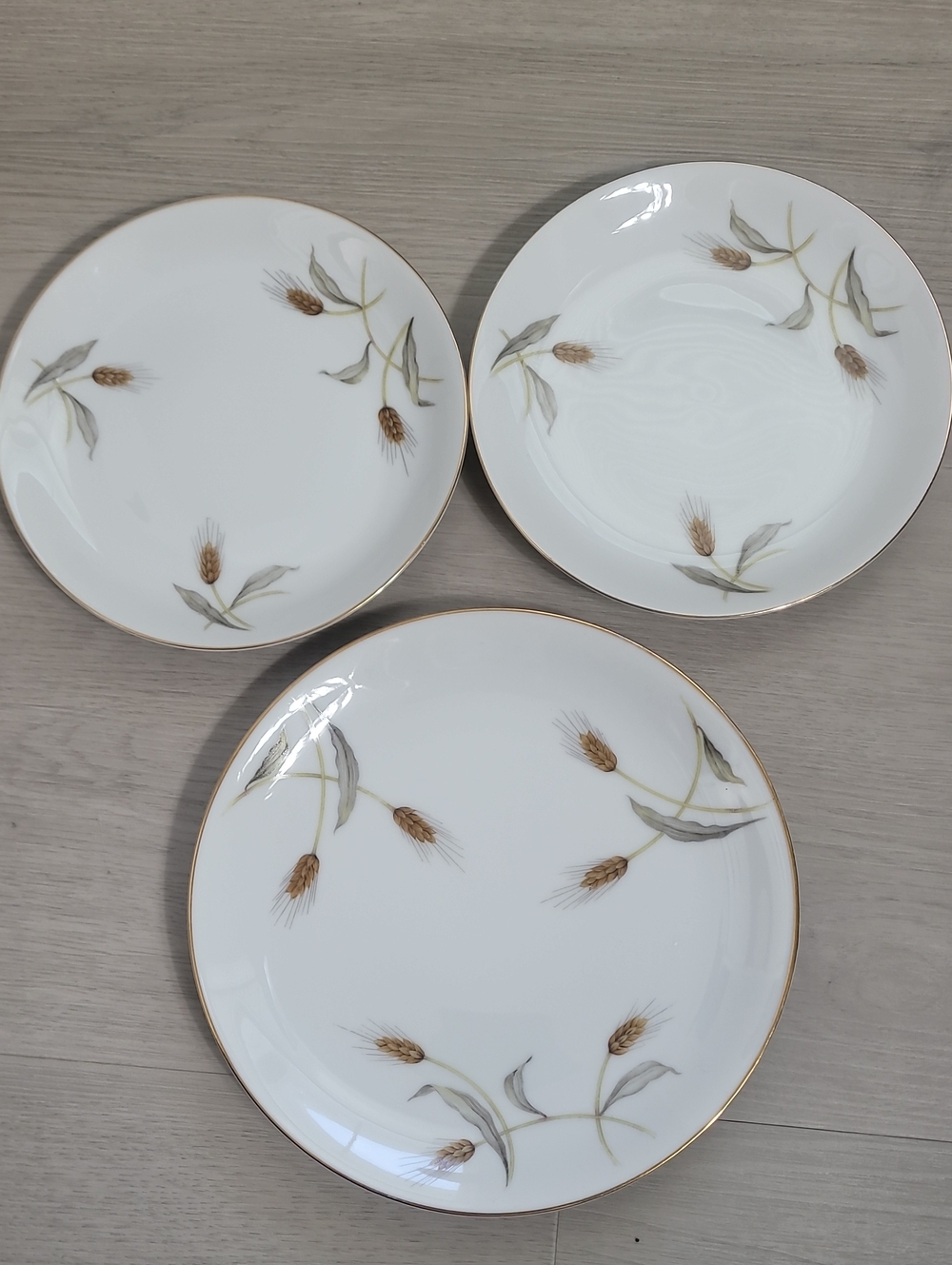 Vintage Arlen Fine China Golden Wheat Plates Set of 3 Grandma Japan